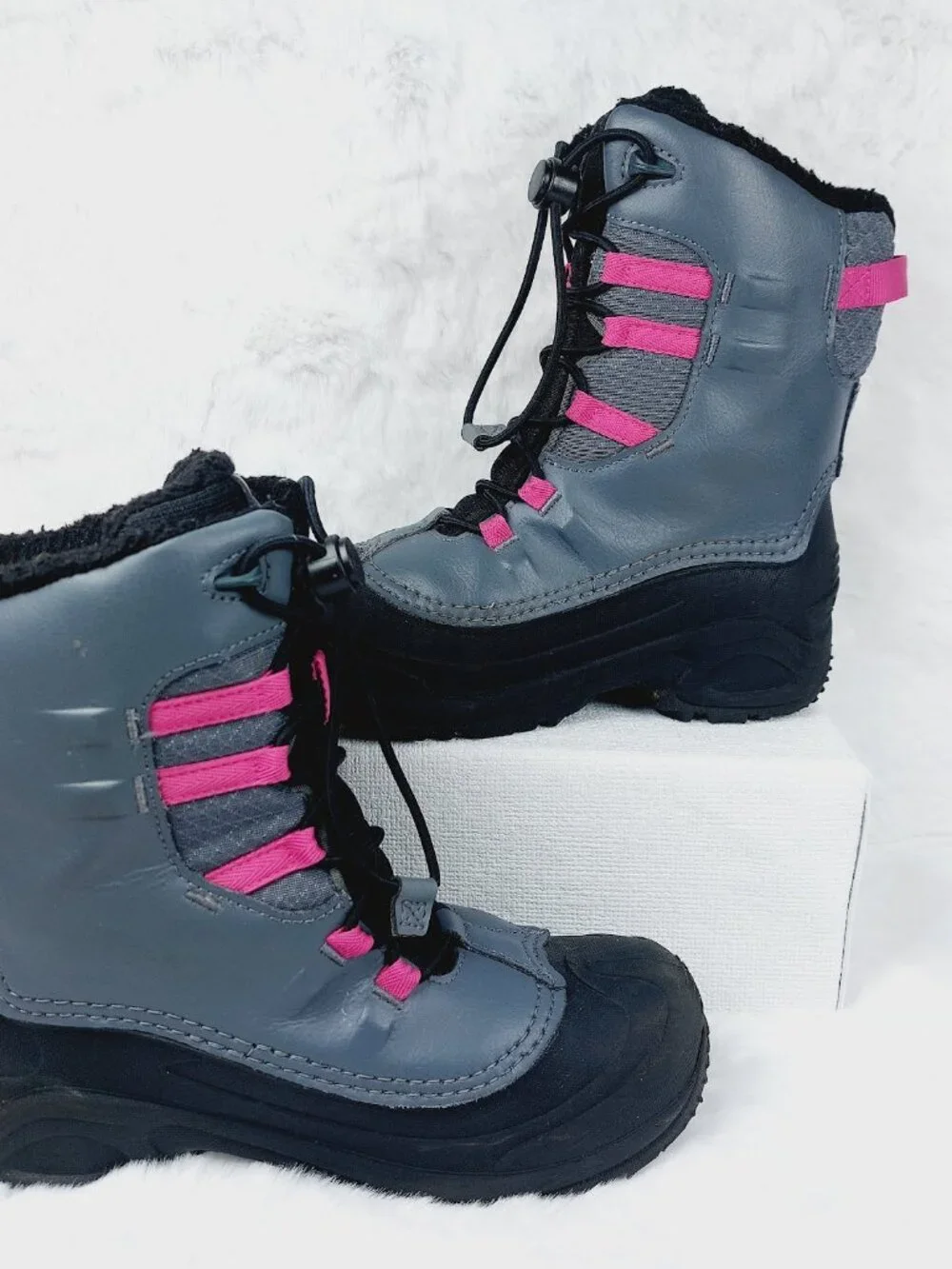 Columbia Girl's Graphite Pink Bugaboot Celsius Fur Ankle Winter Snow Boot Size 5